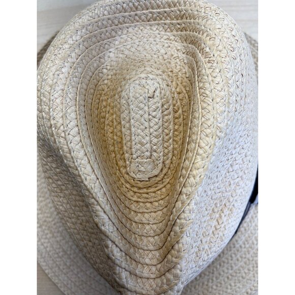 Mens Dorfman Pacific Co. Straw Fedora Hat With Black & Beige Striped Band - Picture 7 of 12